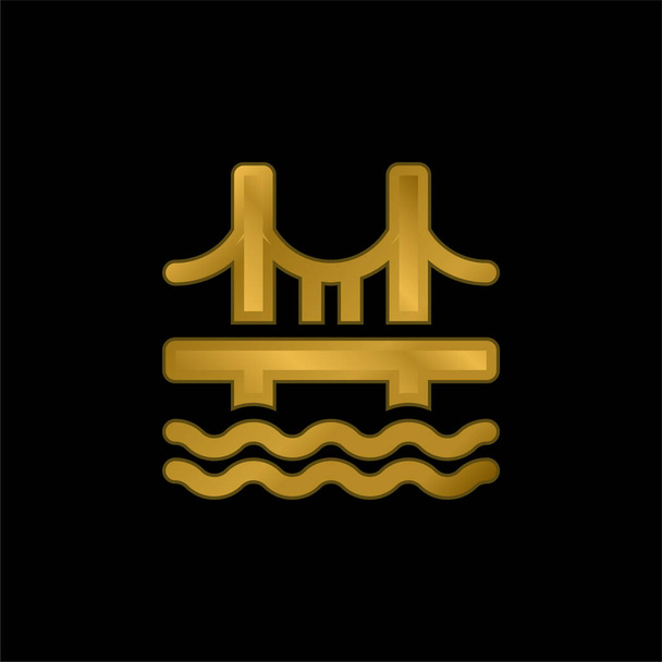 Міст золотий металевий значок або вектор логотипу
 - Вектор, зображення