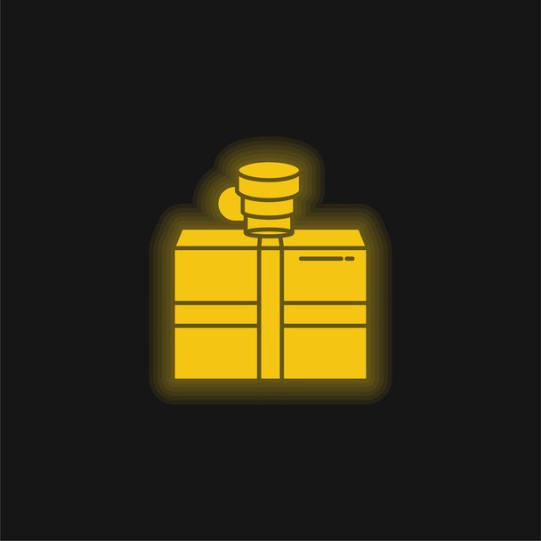 黄色の輝くネオンアイコンボックス - ベクター画像