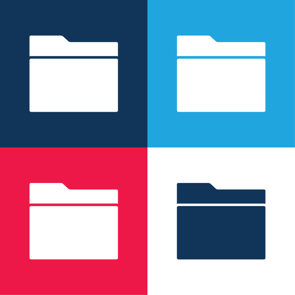 Símbolo de carpeta negra para interfaz azul y rojo conjunto de iconos mínimo de cuatro colores - Vector, Imagen