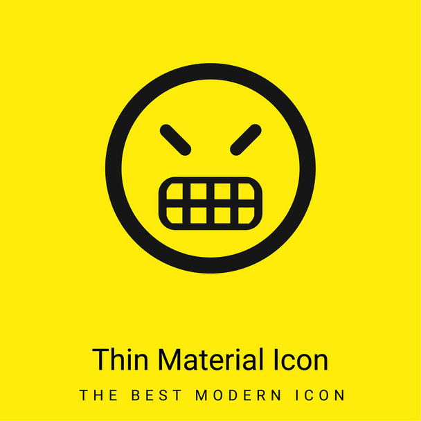 Angry Emoticon Square Face icona minimale materiale giallo brillante - Vettoriali, immagini