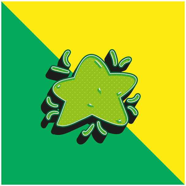 Big Star Doodle verde y amarillo moderno logotipo del icono del vector 3d - Vector, Imagen