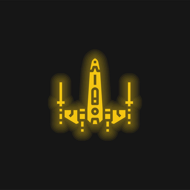 Acorazado amarillo brillante icono de neón - Vector, imagen