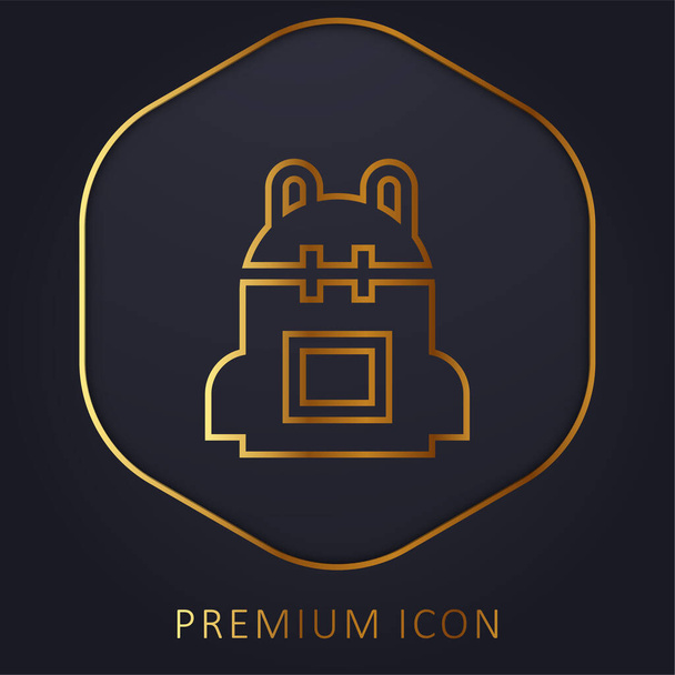 Mochila línea dorada logotipo premium o icono - Vector, Imagen