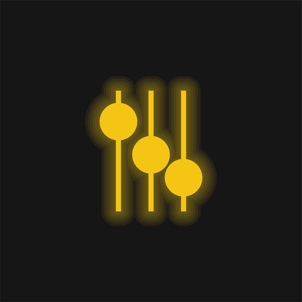Audio mixer Ovládá žlutě zářící neonovou ikonu - Vektor, obrázek