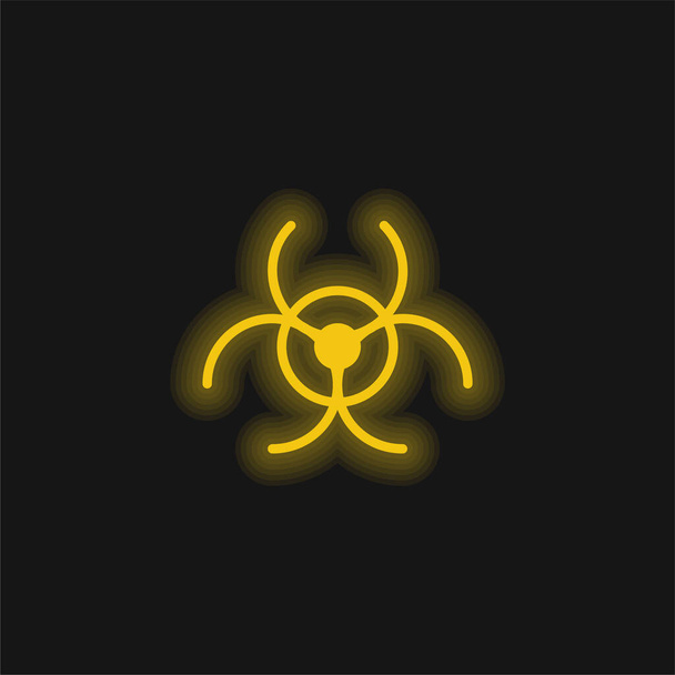 Biológiai veszély sárga izzó neon ikon - Vektor, kép