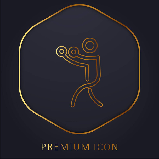 Boxing Stick Man linha dourada logotipo premium ou ícone - Vetor, Imagem