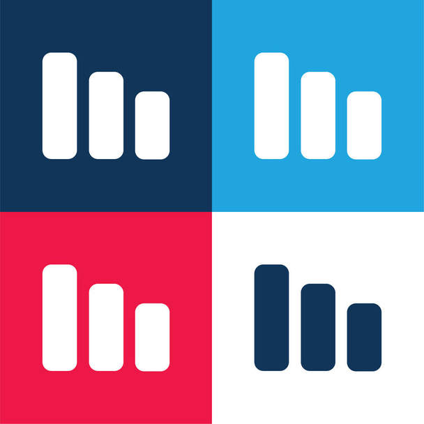 Bars Symbol blue and red four color minimal icon set - Vector, Image
