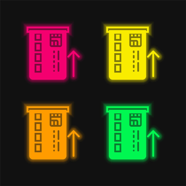 ATM négy színű izzó neon vektor ikon - Vektor, kép