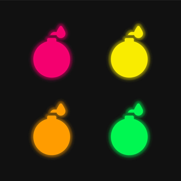 Βόμβα τέσσερα χρώμα λαμπερό νέον διάνυσμα εικονίδιο - Διάνυσμα, εικόνα