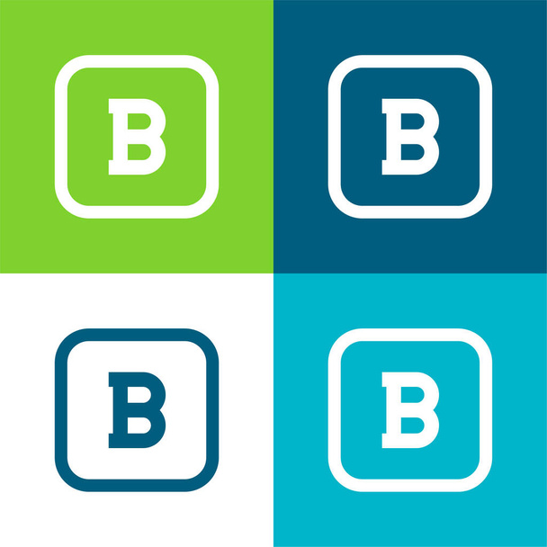 Bold Button Lapos négy szín minimális ikon készlet - Vektor, kép