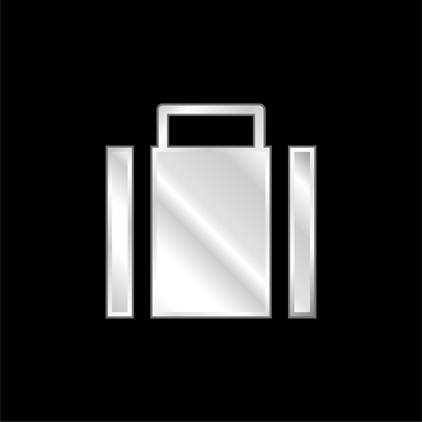 Briefcase silver plated metallic icon - Vector, Image