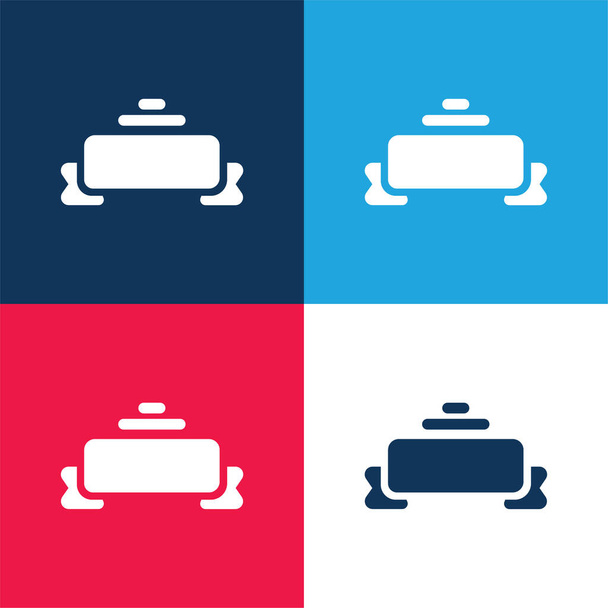 Banner azul y rojo conjunto de iconos mínimo de cuatro colores - Vector, Imagen