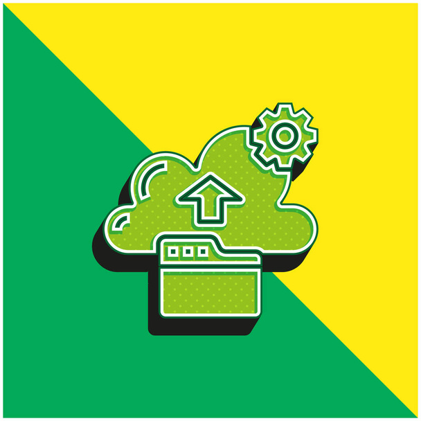 Backup Grünes und gelbes modernes 3D-Vektorsymbol-Logo - Vektor, Bild