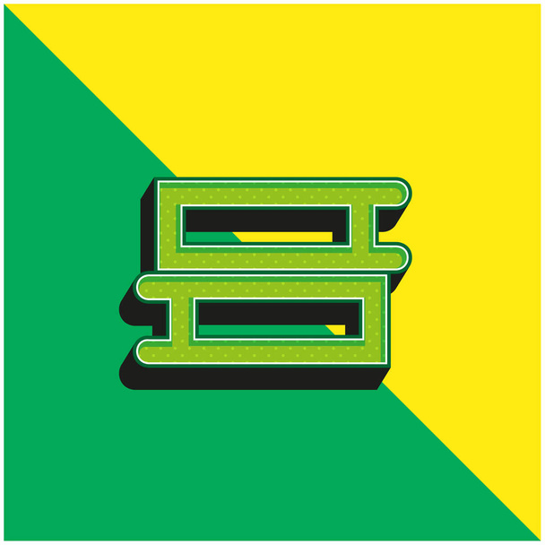 上からの本カップルビュー緑と黄色の現代的な3Dベクトルアイコンのロゴ - ベクター画像