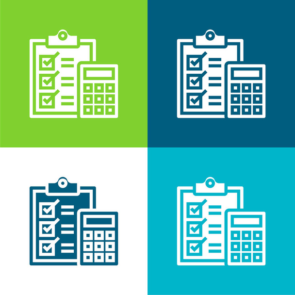 Účetnictví Byt čtyři barvy minimální ikona nastavena - Vektor, obrázek