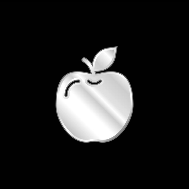 Apple verzilverde metalen icoon - Vector, afbeelding