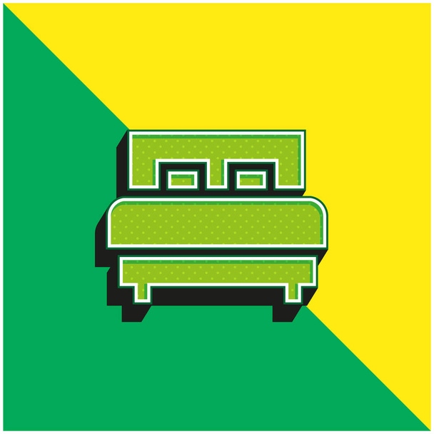 Ліжковий зелений і жовтий сучасний 3d векторний логотип ікони - Вектор, зображення