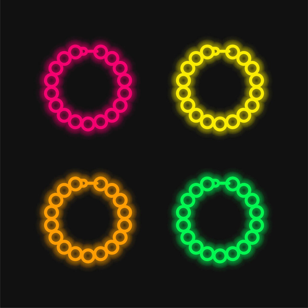 Karkötő négy színű izzó neon vektor ikon - Vektor, kép