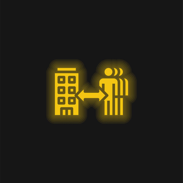 B2b sárga izzó neon ikon - Vektor, kép