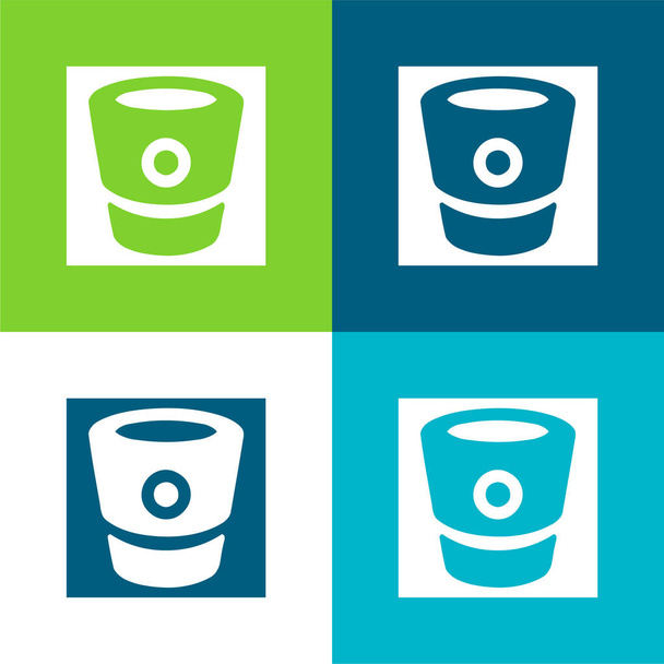 Bitbucket Логотип Плоский четырехцветный минимальный набор значков - Вектор,изображение