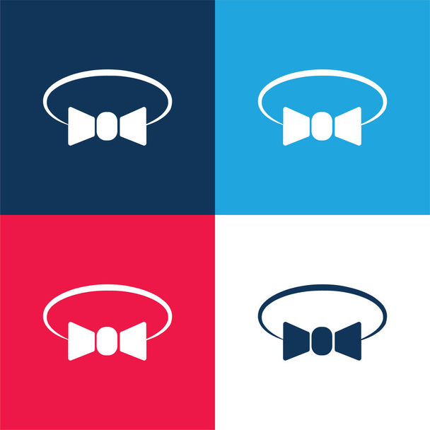 Bow Tie Variant blue and red four color minimal icon set - Vector, Image