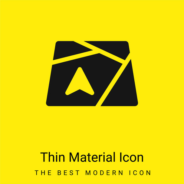 Flecha en el mapa mínimo icono de material amarillo brillante - Vector, Imagen