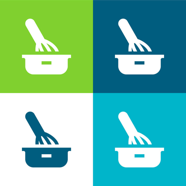 Conjunto de ícones mínimos de quatro cores Baking Flat - Vetor, Imagem
