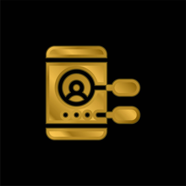 App Development gold plated metalic icon or logo vector - Vector, Image
