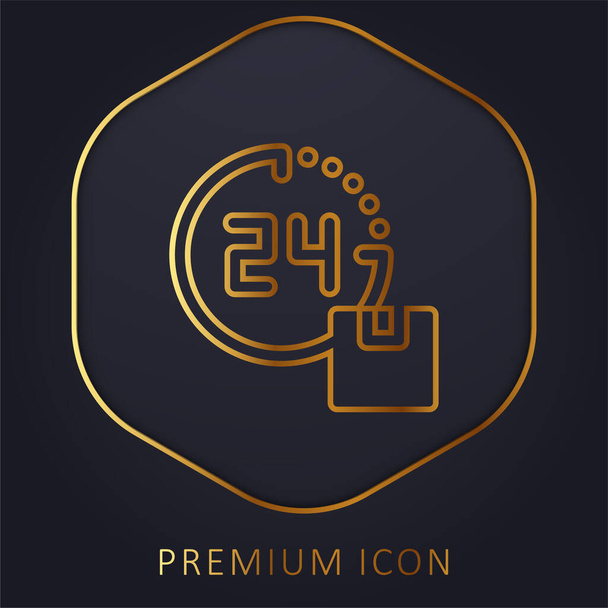 24 Horas de entrega de la línea de oro logotipo premium o icono - Vector, Imagen