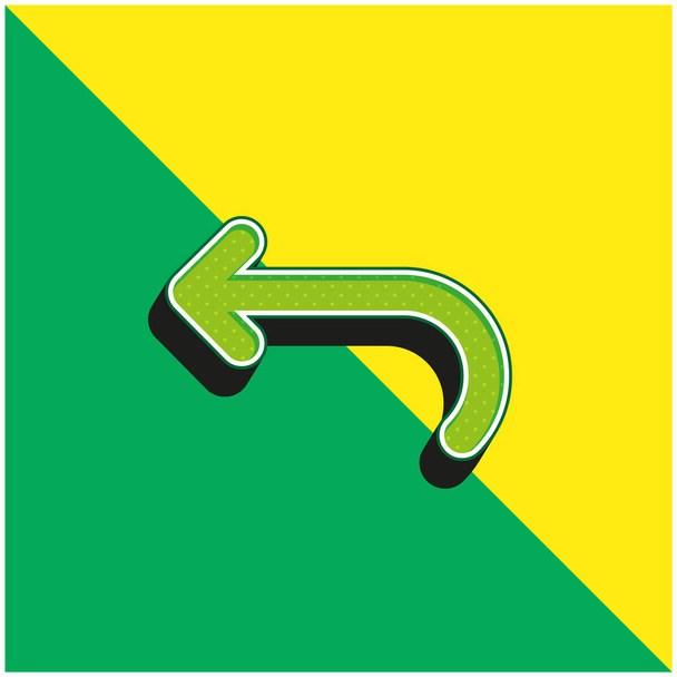 Terug Gebogen pijl Groen en geel modern 3D vector icoon logo - Vector, afbeelding
