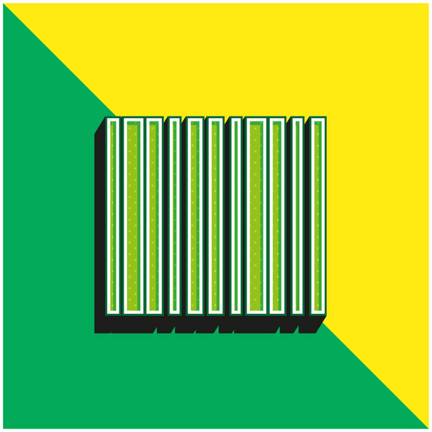 Bar Code Πράσινο και κίτρινο σύγχρονο 3d διάνυσμα εικονίδιο λογότυπο - Διάνυσμα, εικόνα