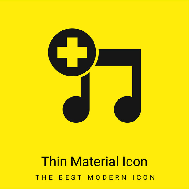 Adicionar um símbolo de interface de música ícone de material amarelo brilhante mínimo - Vetor, Imagem