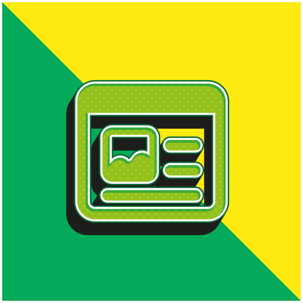 Статья Зеленый и желтый современный 3D логотип векторной иконки - Вектор,изображение