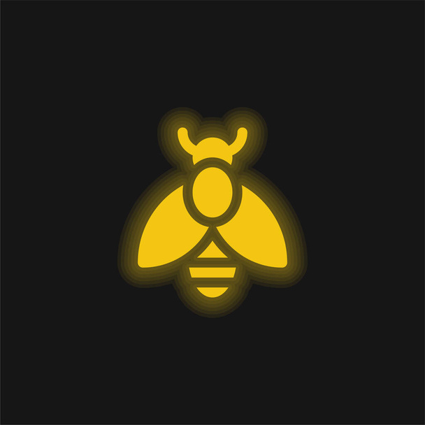 Icona al neon giallo api incandescente - Vettoriali, immagini