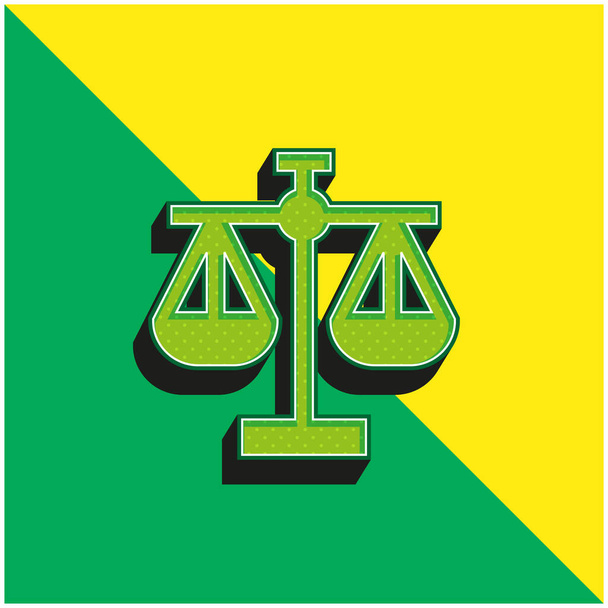 Balance Scale Green and yellow modern 3d vector icon logo - Vector, Image
