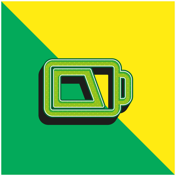 Batterij Outline Met Charge Groen en geel modern 3D vector pictogram logo - Vector, afbeelding