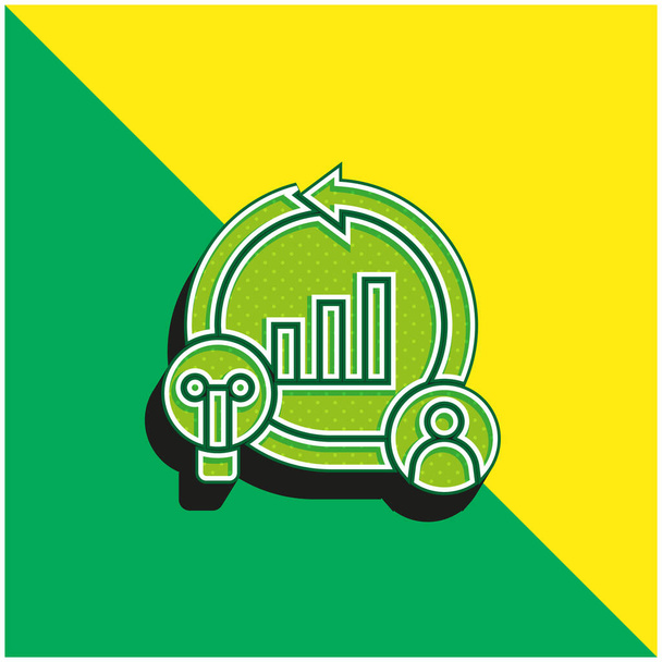 Активный зеленый и желтый современный трехмерный векторный логотип - Вектор,изображение