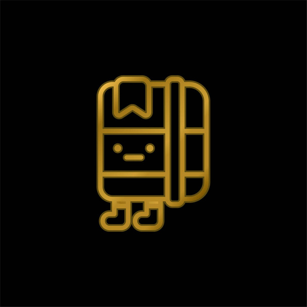 Agenda banhado a ouro ícone metálico ou vetor logotipo - Vetor, Imagem