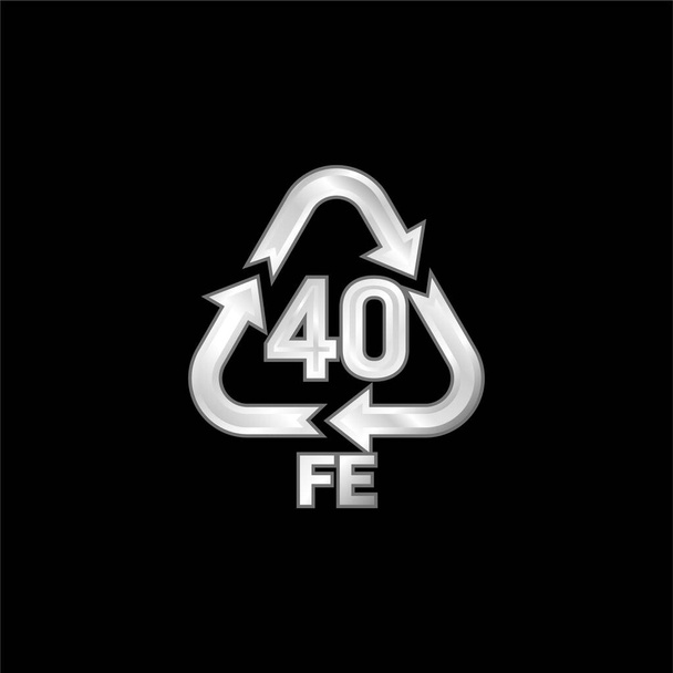 40 FE hopeoitu metallinen ikoni - Vektori, kuva