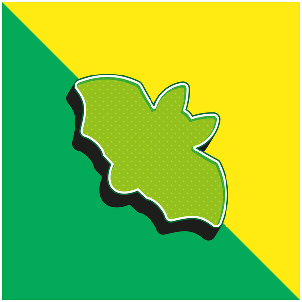 Denevér Zöld és sárga modern 3D vektor ikon logó - Vektor, kép