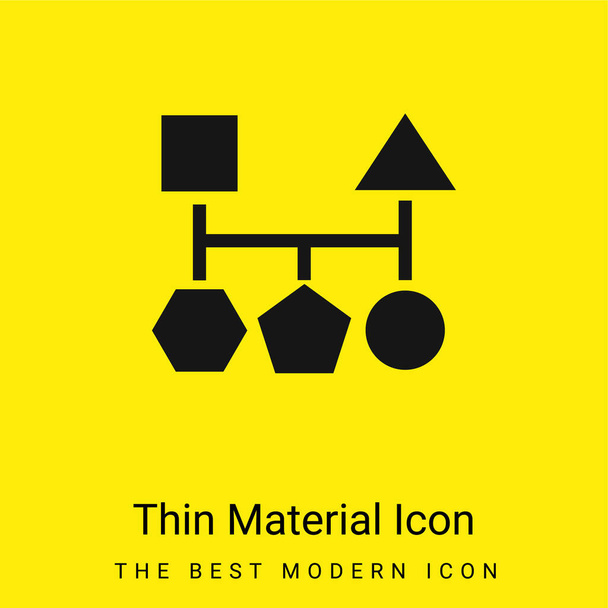 Blocks Scheme Of Five Geometric Basic Black Shapes minimal bright yellow material icon - Vector, Image