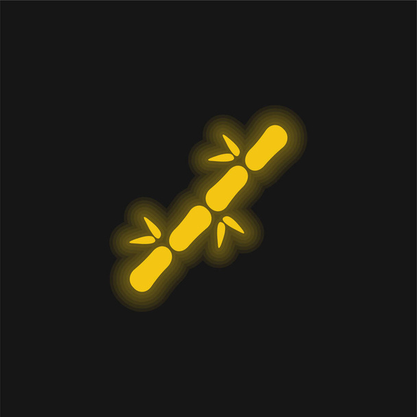 Bambú palillo amarillo brillante icono de neón - Vector, Imagen
