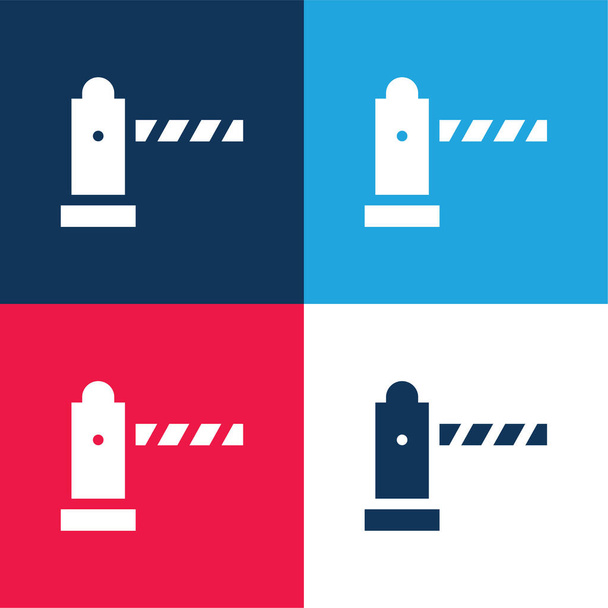 Barrera azul y rojo conjunto de iconos mínimo de cuatro colores - Vector, imagen