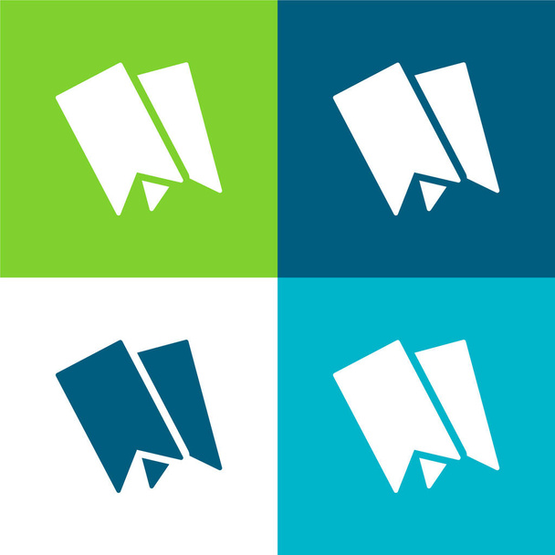 Záložky Byt čtyři barvy minimální ikona nastavena - Vektor, obrázek
