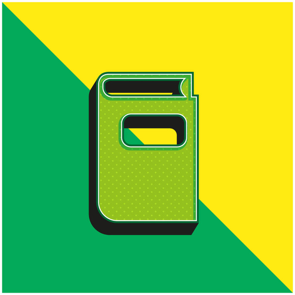 Libro Gross Negro Forma Verde y amarillo moderno vector 3d icono logo - Vector, imagen