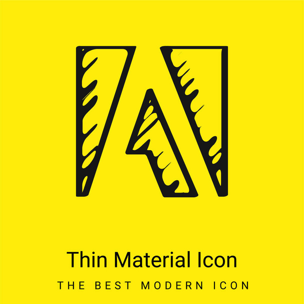 Adobe Sketched Logo Outline minimal bright yellow material icon - Vector, Image
