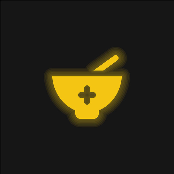 Miska żółta świecąca ikona neonu - Wektor, obraz