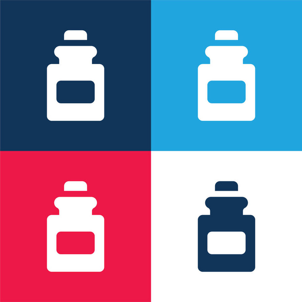 Bottiglia blu e rosso quattro set icona minimale colore - Vettoriali, immagini