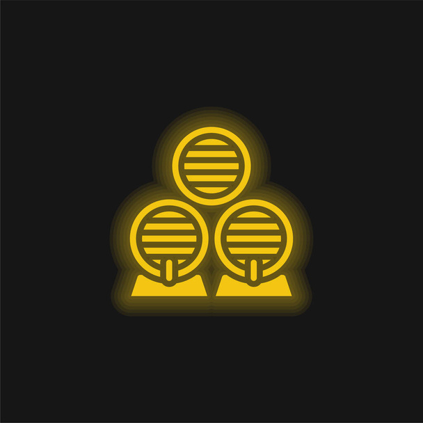 Barril amarillo brillante icono de neón - Vector, imagen