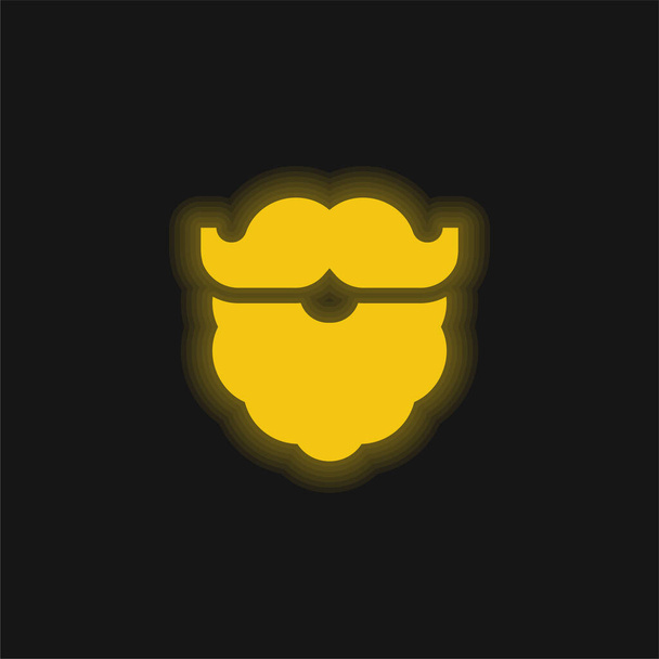 Brodaty żółty świecący neon ikona - Wektor, obraz